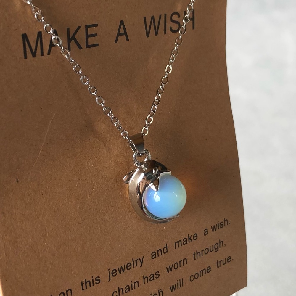 Dolphin with Blue Marble Silver-Tone Necklace ~ Brand New!